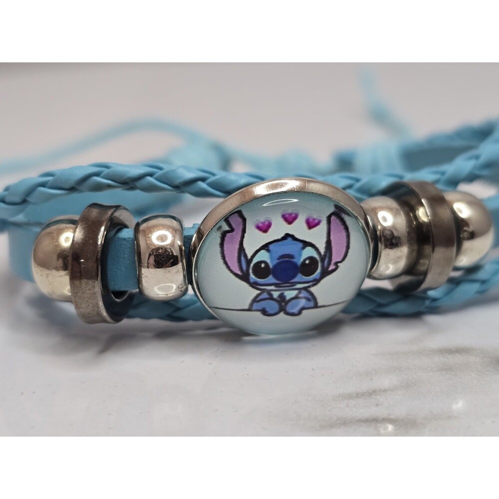 Disney Stitch Adjustable Braided Bracelet Blue Faux Leather Lilo & Stitch New
